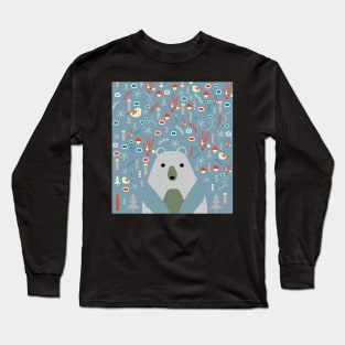 Winter pattern with baby bear Long Sleeve T-Shirt